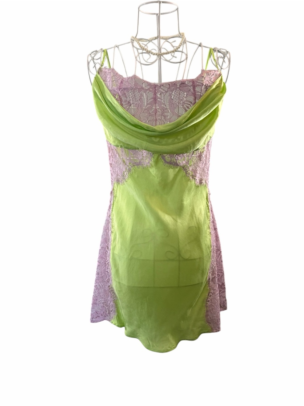 For Love & Lemons Lime Lace Slip Dress Size M Y2k Coquette Feminine Fairy